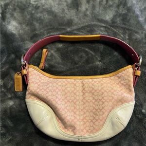 Coach soho pink and white leather bag. Good used condition.